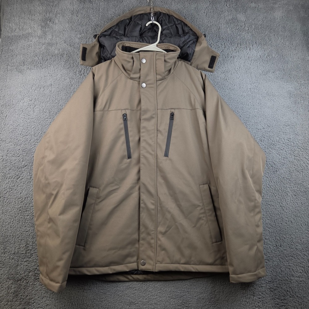 Iceburg Outerwear Coat Men's Large Hooded Full Zip Quilted Brown Winter Jacket